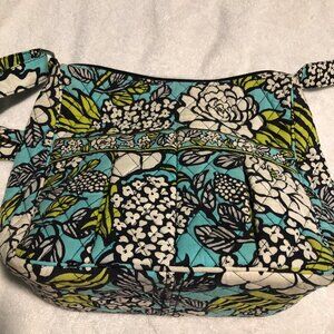 Vera Bradley  Island Blooms Shoulder Bag Cross Body Aqua Green White Flowers